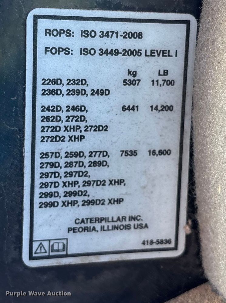 image for item DU6972 2016 Caterpillar 297D2XHP forage harvester