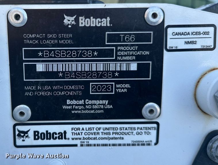 image for item DW4413 2023 Bobcat T66 tracked skid steer loader