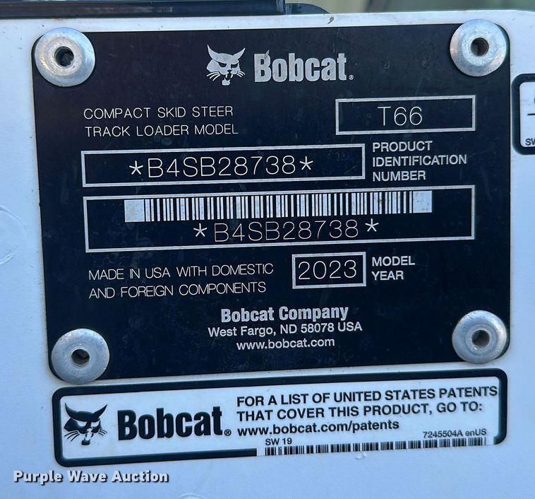 image for item DW4413 2023 Bobcat T66 tracked skid steer loader