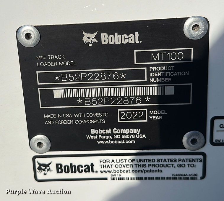 image for item DW4415 2022 Bobcat MT100 compact utility loader
