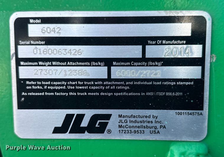 image for item DW4417 2014 JLG Skytrak 6042 telehandler