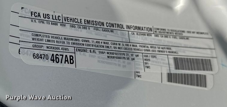 image for item DW4419 2022 RAM 3500 Crew Cab flatbed pickup truck