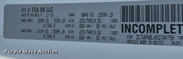 image for item DW4420 2019 RAM 5500 dump truck