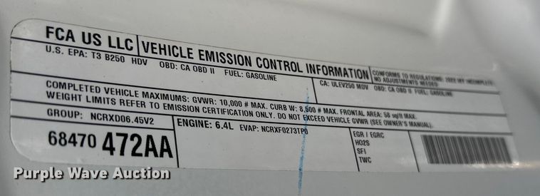 image for item DW4421 2022 RAM 3500 Crew Cab flatbed pickup truck