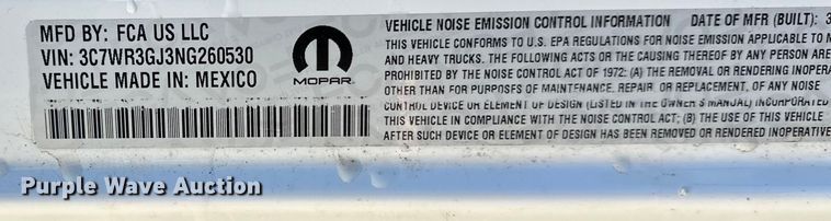 image for item DW4422 2022 RAM 3500 Crew Cab utility bed pickup truck