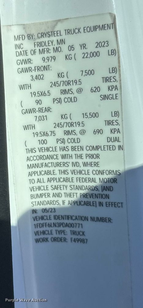 image for item DW4424 2023 Ford F600 flatbed truck