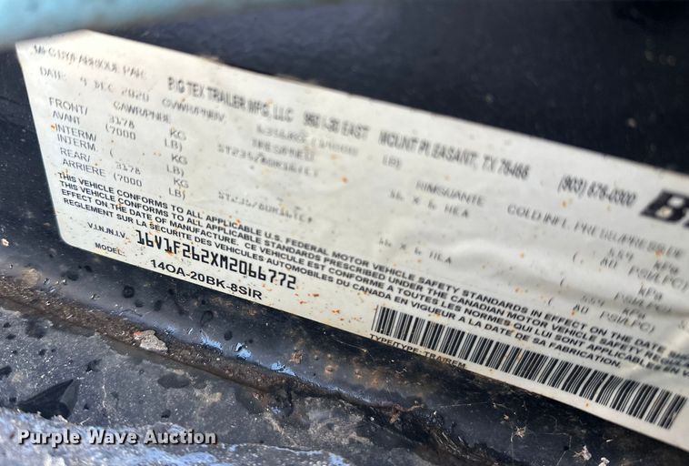 image for item DW4435 2021 Big Texx flatbed trailer