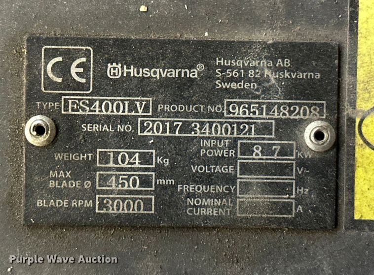 image for item DW4454 2017 Husqvarna ES400V concrete saw