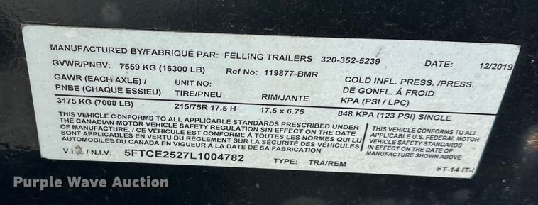 image for item DW4490 2020 Felling FT-14-IT-I tilt deck equipment trailer