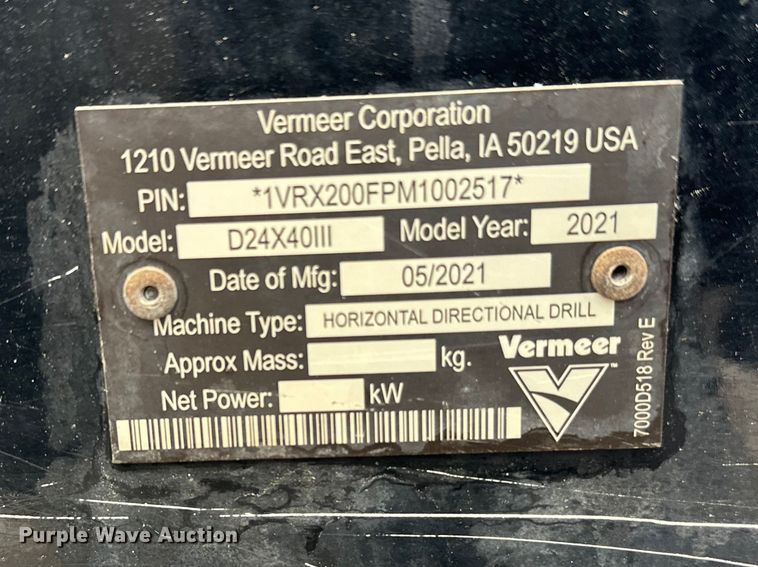 image for item DW4491 2021 Vermeer DX24X40III directional boring unit