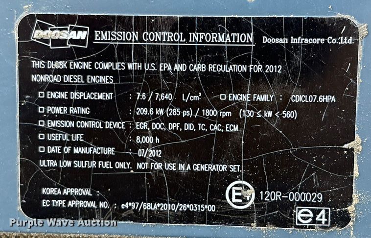 image for item EA7193 2012 Doosan DX350LC-3 excavator