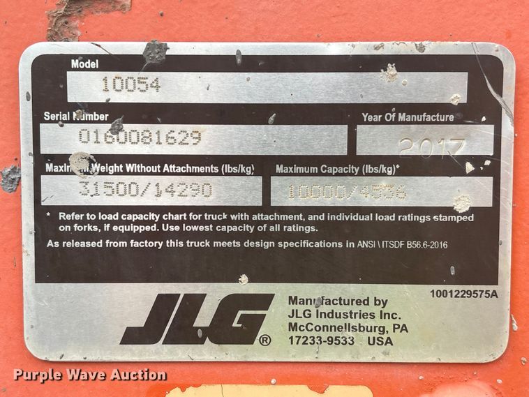 image for item EA7195 2017 JLG 10054 telehandler