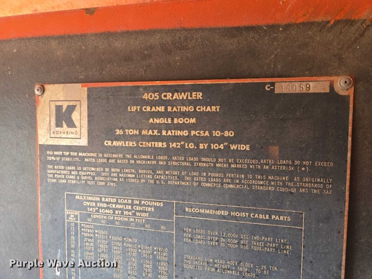 image for item EB1240 1977 Koehring 405 crane