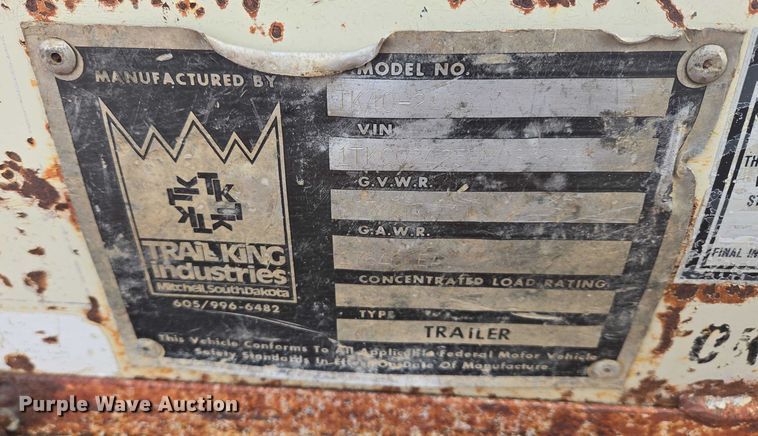 image for item EB1261 1987 Trail King TK40-2400 equipment trailer