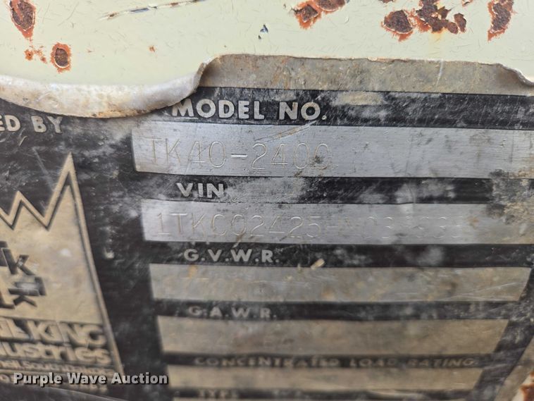 image for item EB1261 1987 Trail King TK40-2400 equipment trailer