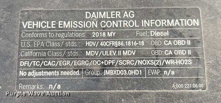 image for item EC8182 2018 Freightliner 2500 van