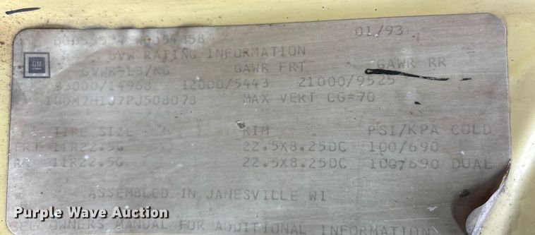 image for item ED5105 1993 GMC C7000 vacuum truck