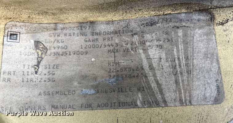 image for item ED5109 1992 GMC C7 sewer jetter truck