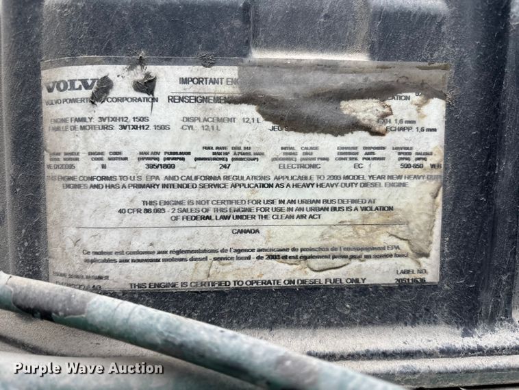 image for item ED5114 2003 Volvo Truck VHD sewer jetter truck