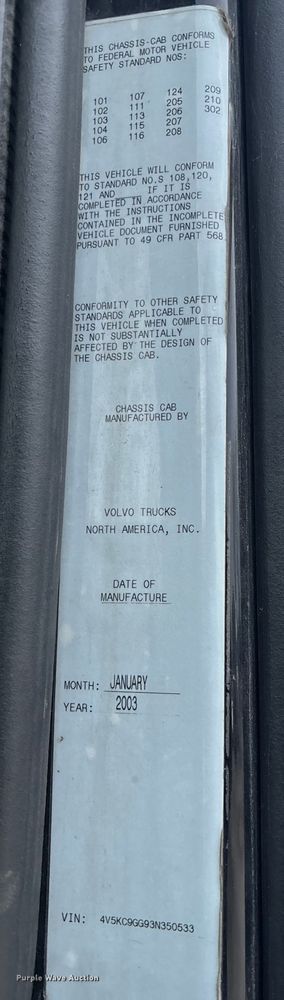 image for item ED5114 2003 Volvo Truck VHD sewer jetter truck