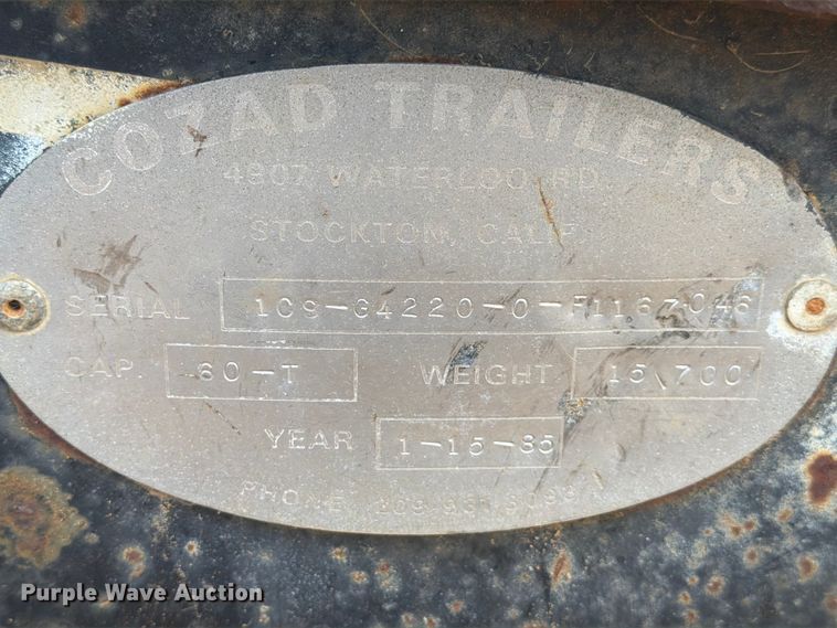 image for item EE1412 1985 Cozad lowboy equipment trailer