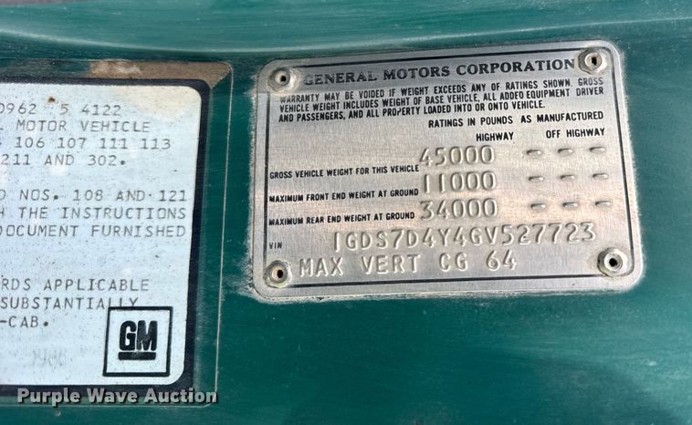 image for item EF2367 1986 GMC C7000 oil distributor truck