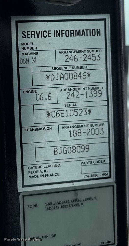 image for item EF2375 2008 Caterpillar D6N XL dozer