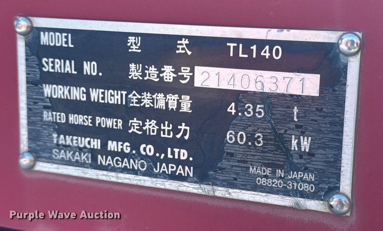 image for item EF2376 2008 Takeuchi TL140 skid steer loader