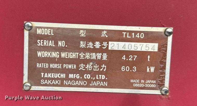 image for item EF2377 2008 Takeuchi TL140 skid steer loader