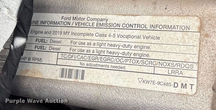 image for item EF6317 2019 Ford F450 Ext. Cab truck cab and chassis