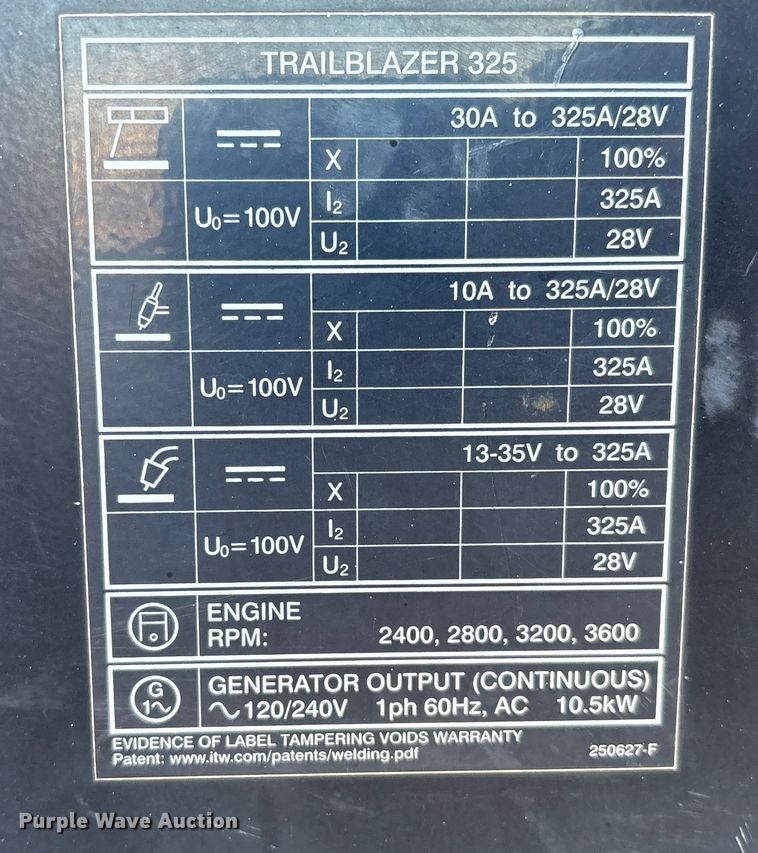 image for item EF6319 Miller Trailblazer 325 welder
