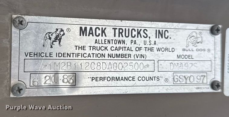image for item EG1834 1983 Mack DM492S fuel / lube truck