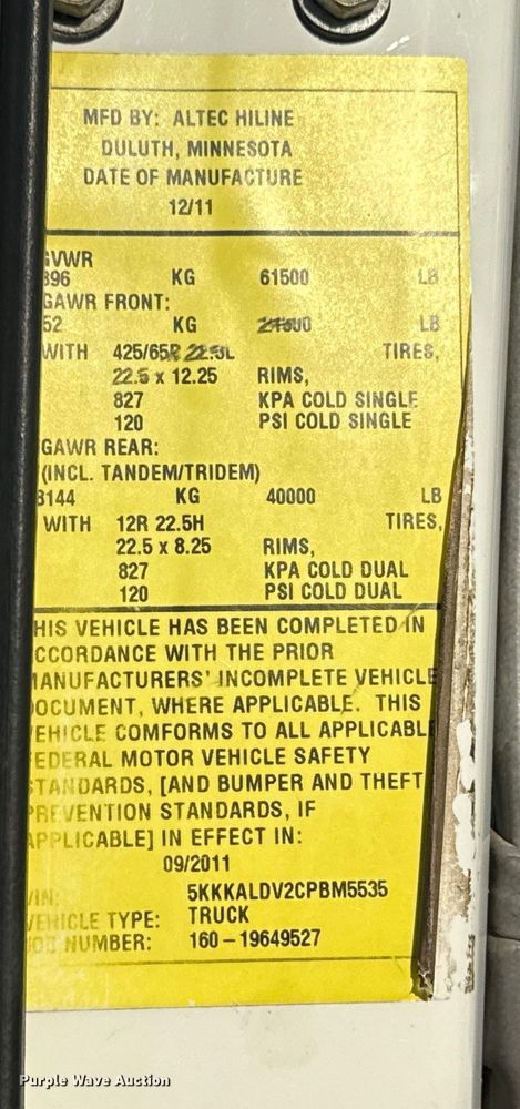 image for item EG1913 2012 Western Star 4900 bucket truck