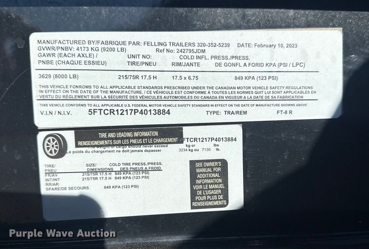 image for item EG1925 2023 Felling Trailers FT-8R reel trailer