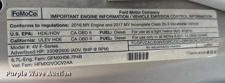 image for item EG1957 2017 Ford F350 XL Ext. Cab utility bed pickup truck