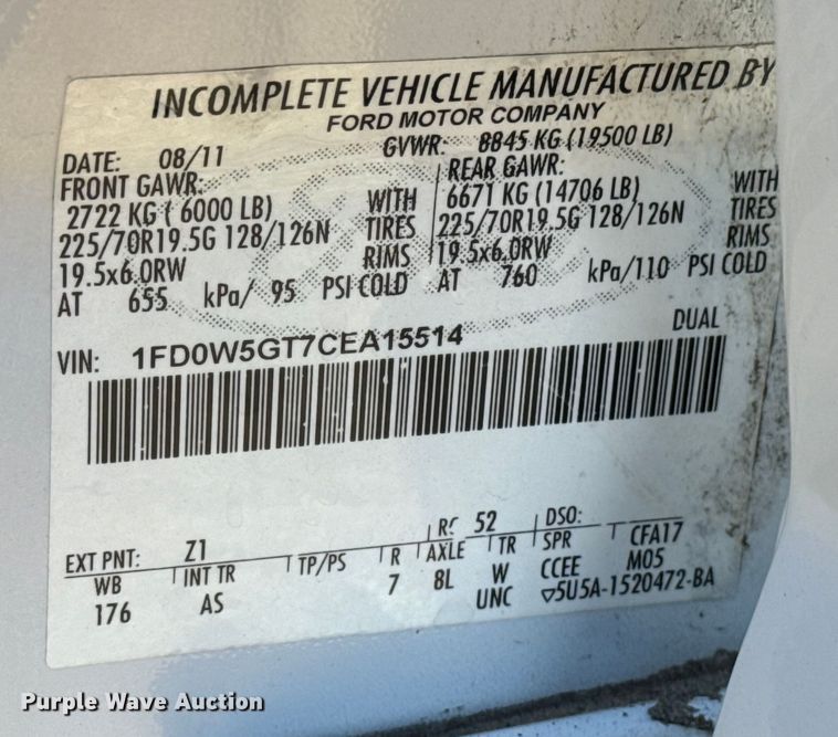 image for item EG1968 2012 Ford F550 utility / service truck