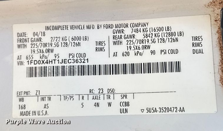 image for item EG1970 2018 Ford F450 Super Duty XL utility / service truck