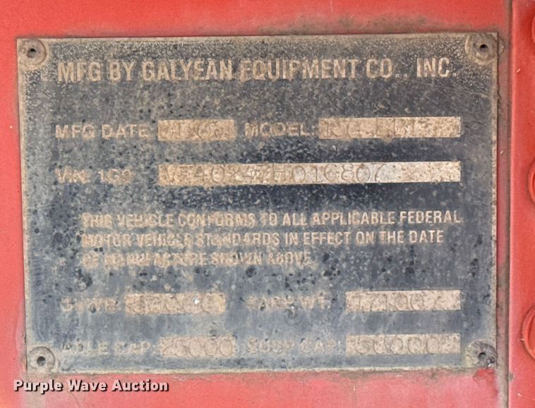 image for item EG1991 2007 Galyean Equipment Company tank trailer
