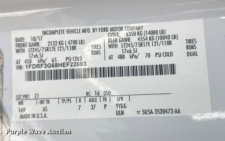 image for item EG1997 2017 Ford F350 Super Duty XL utility bed pickup truck