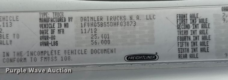 image for item EG2001 2013 Freightliner 108SD crane truck