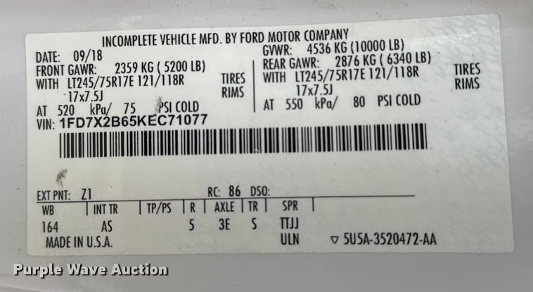 image for item EG2004 2019 Ford F250 XL Ext. Cab pickup truck