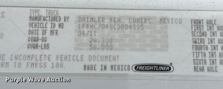 image for item EG2013 2012 Freightliner Business Class M2 crane truck