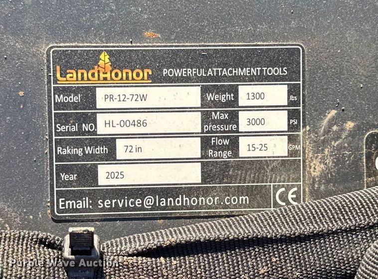 image for item EN0137 2025 LandHonor PR-12-72W skid steer landscape rake