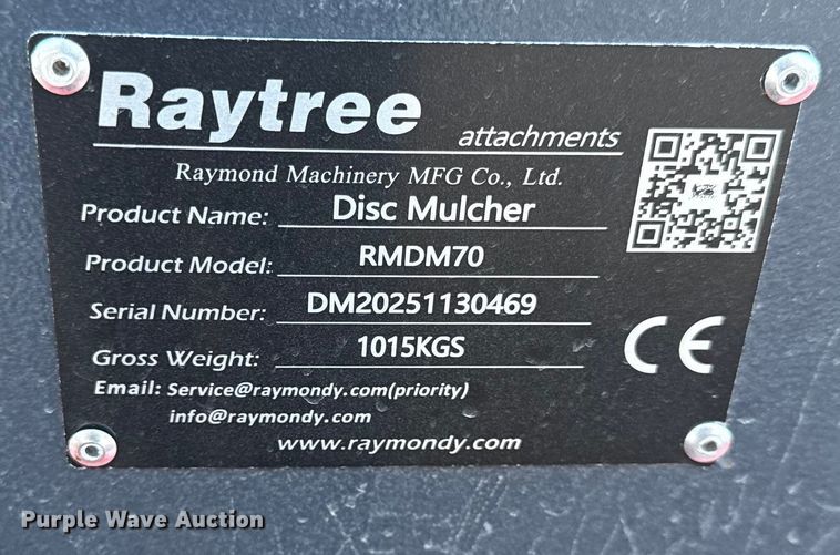 image for item EN0250 2025 Raytree RMDM70 skid steer mulcher