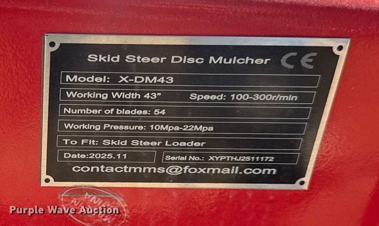 image for item EN0266 2025 Giyi DM44 skid steer mulcher