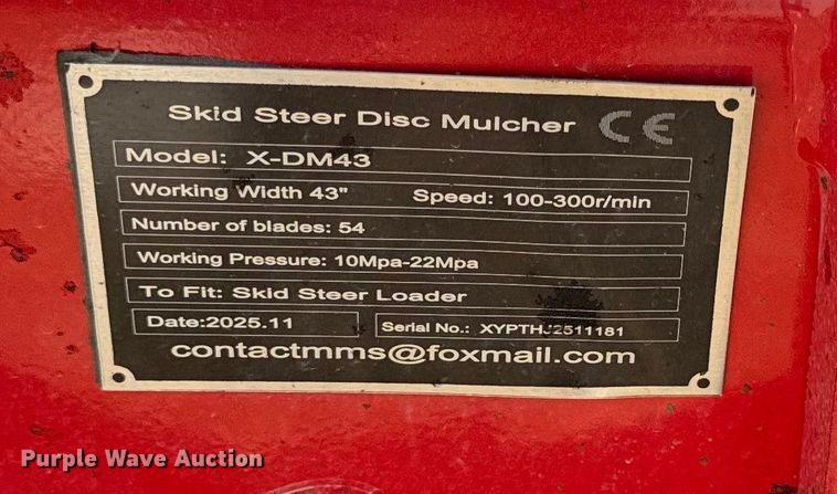 image for item EN0267 2025 Giyi X-DM43 skid steer mulcher