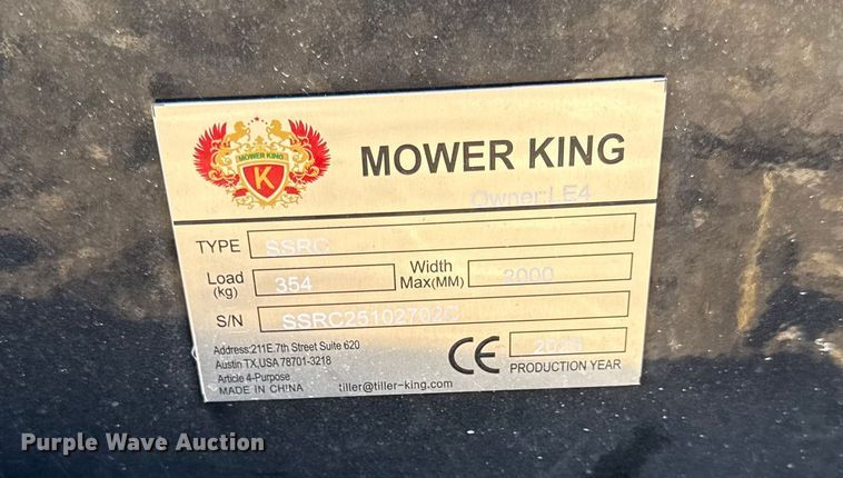 image for item EN0278 2025 Mower King skid steer brush mower