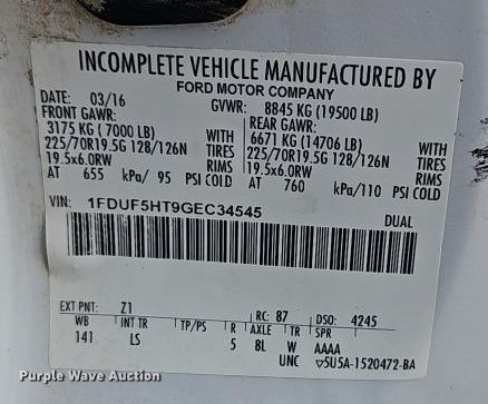 image for item EO4924 2016 Ford F550 bucket truck