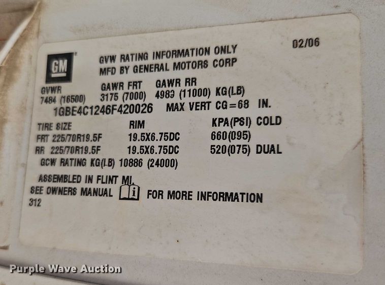 image for item EO4942 2006 Chevrolet C4500 utility / service truck