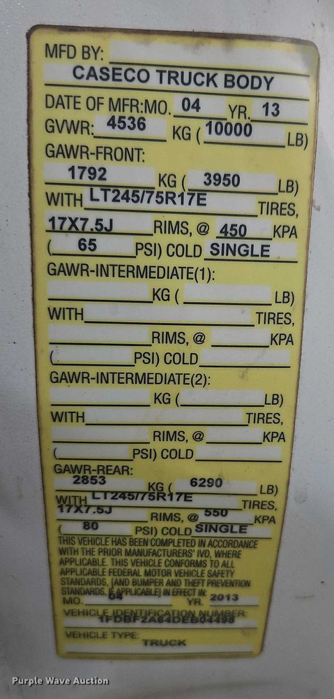 image for item EO4946 2013 Ford F250 utility bed pickup truck